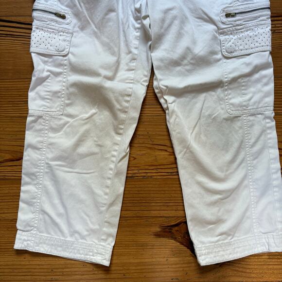 Cache white cropped studded pocket y2k womens cargo pants SIZE 6 - Picture 4 of 6